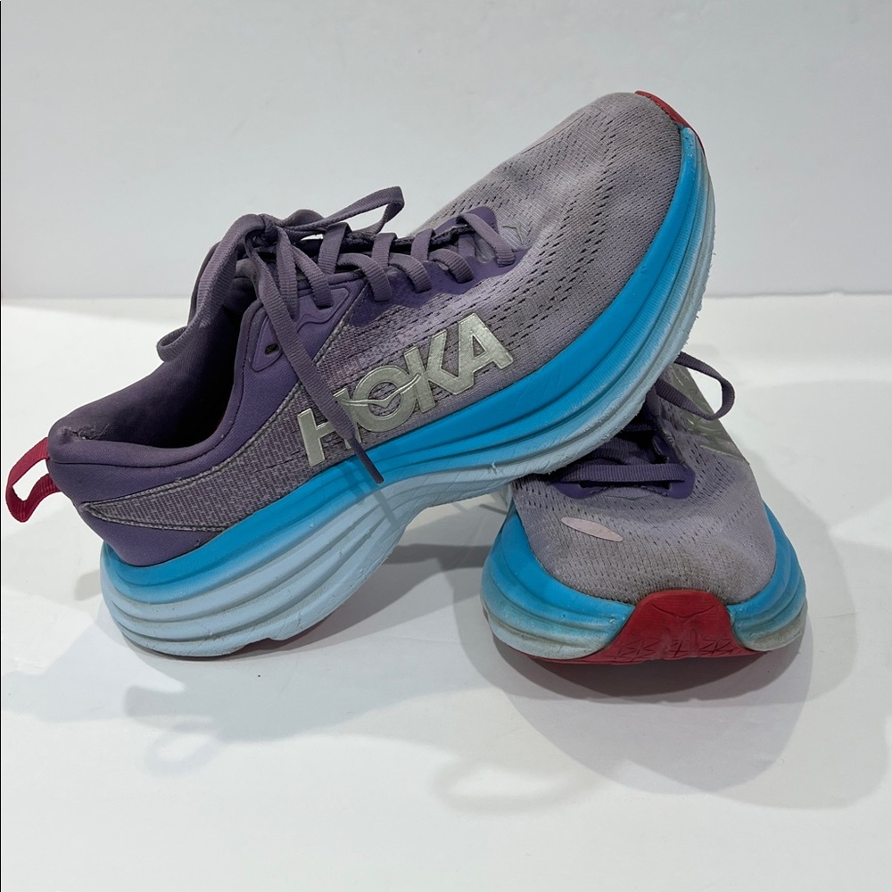 Hoka BONDI 8 Women's USED Running Sneaker Purple US Size 6.5 Medium 🍒 - Picture 3 of 8